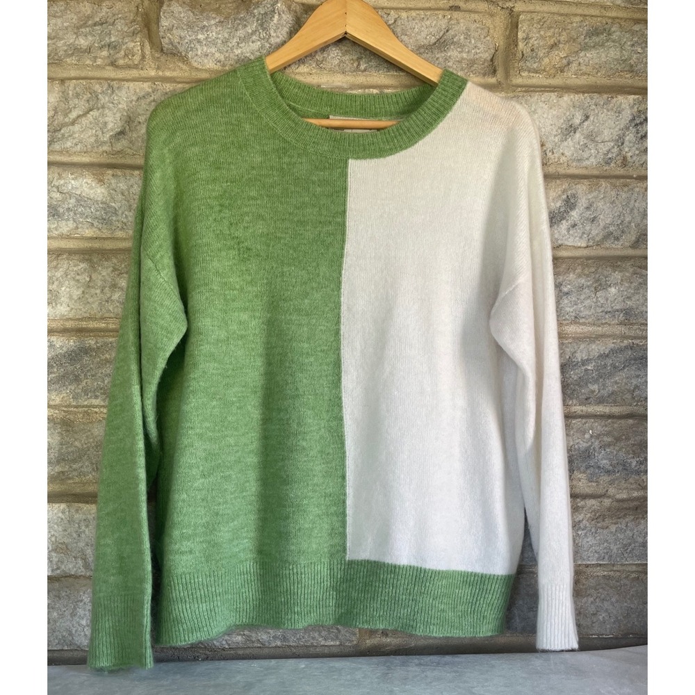 Anthropologie Saturday Sunday Green White Colorblock Sweater XS SW7850L